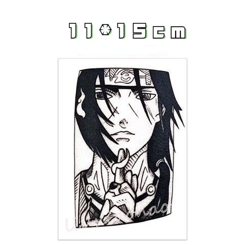 Ninja Anime Waterproof Long-lasting Simulation Tattoo Sasuke Itachi Obito Penn Flower Arm Temporary Fake Tattoo Sticker
