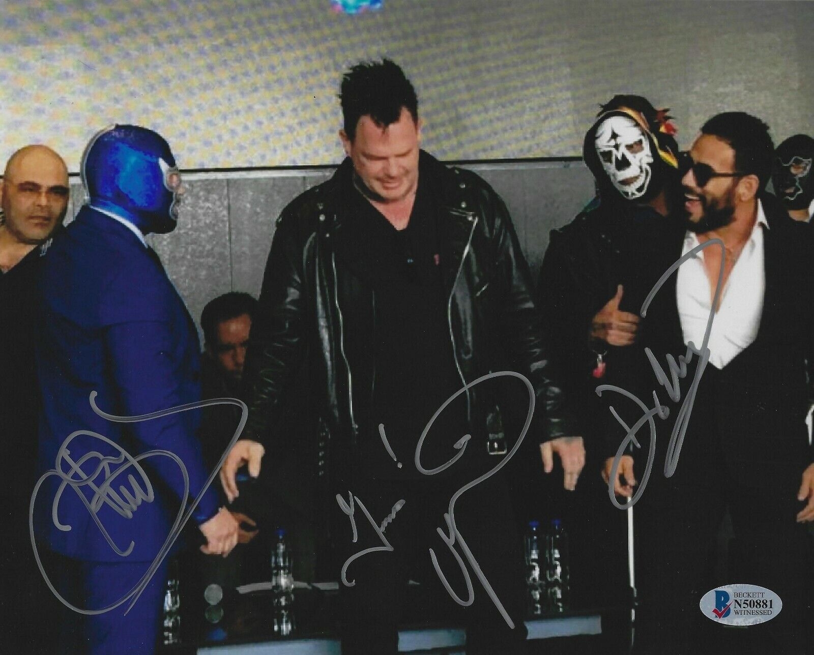 Blue Demon Jr Dr Wagner Jr Vampiro Signed 8x10 Photo Poster painting BAS COA AAA Triplemania Rey