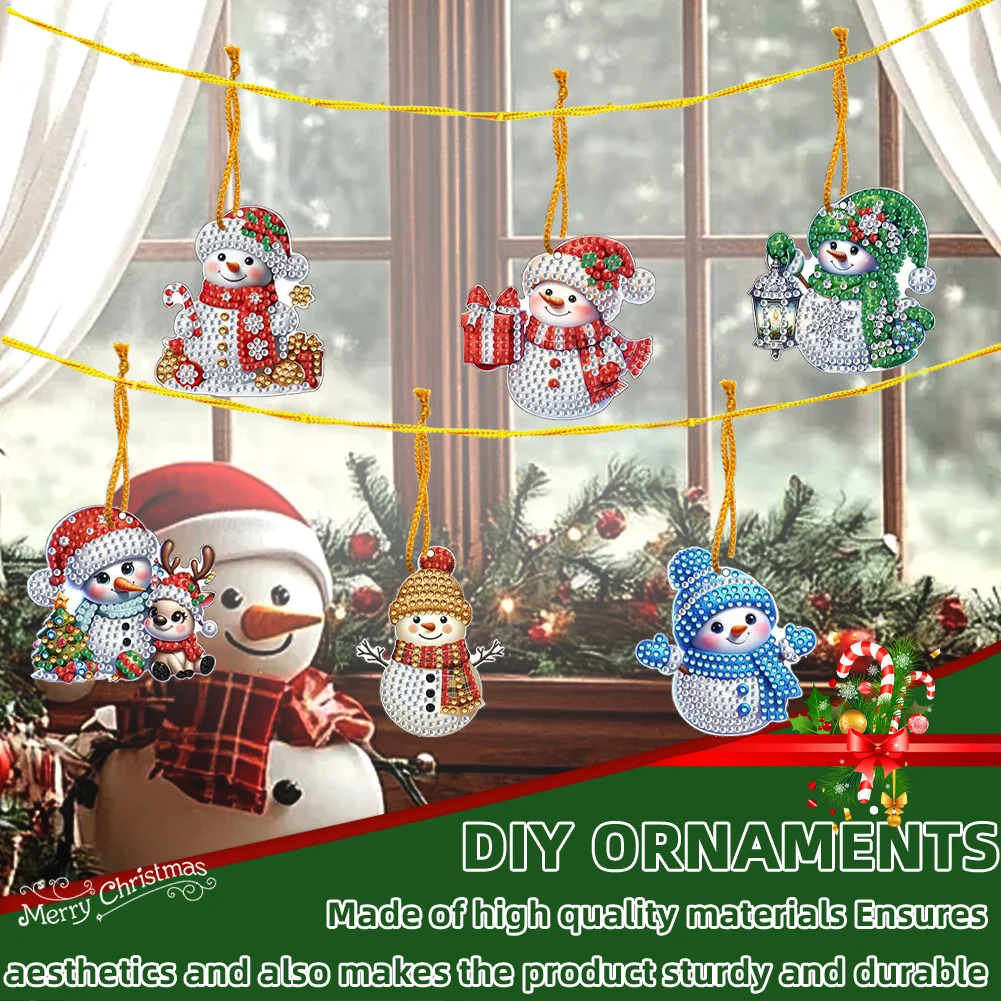 12Pcs Xmas Theme 2D Flat DIY Diamond Christmas Tree Pendant Wall Door Decoration