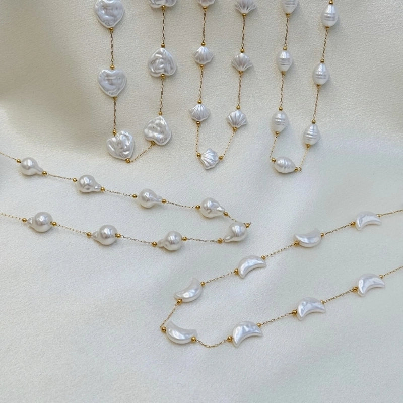 2 Pieces Casual Marine Style Geometric 304 Stainless Steel Imitation Pearl Stainless Steel Necklaces