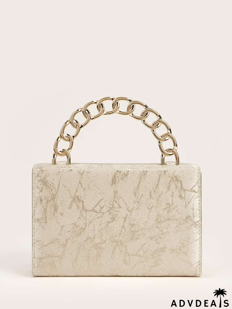 Chain Handle Flap Clutch Bag