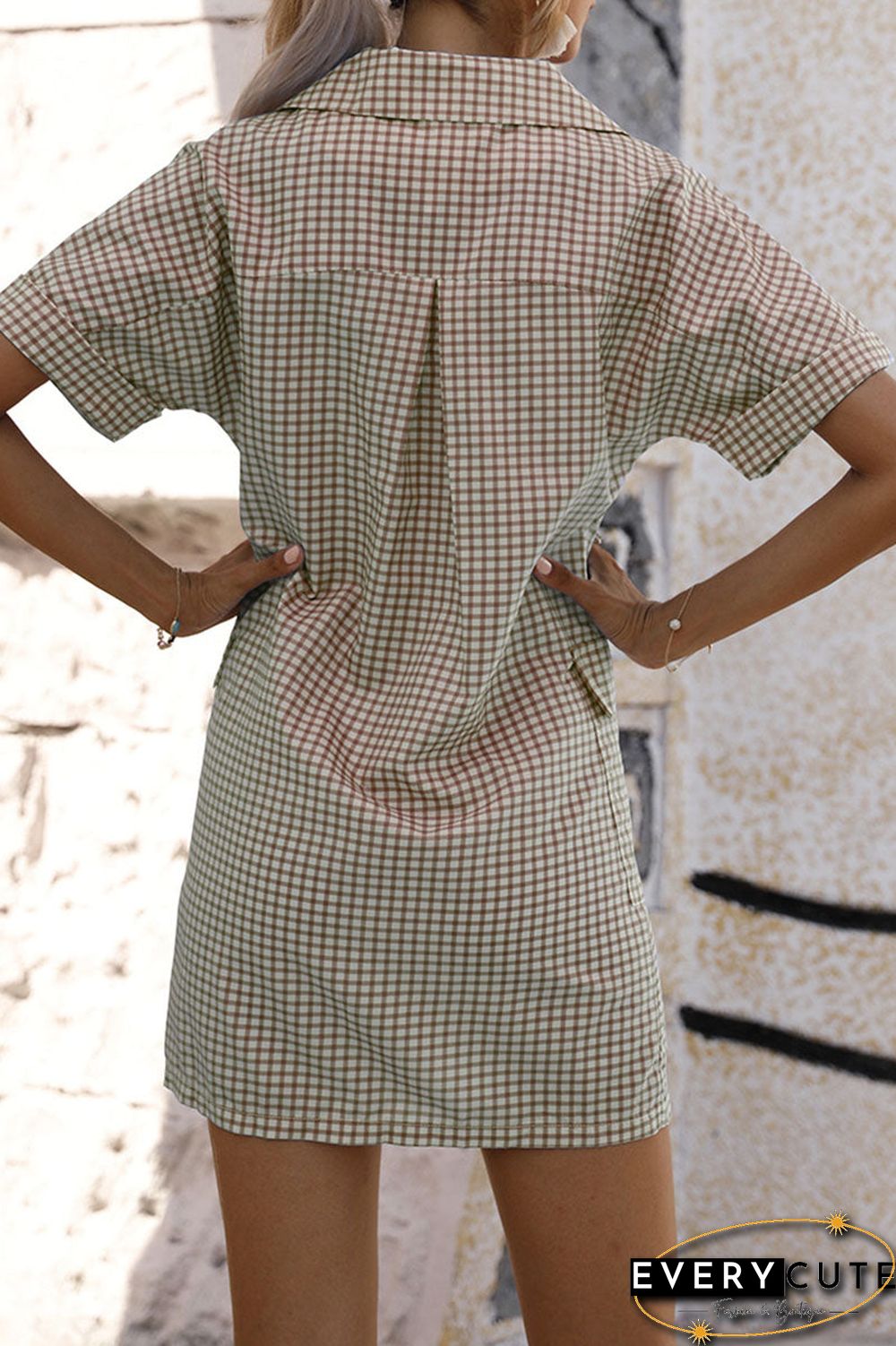 Fashion Street Plaid Split Joint Turndown Collar A Line Dresses