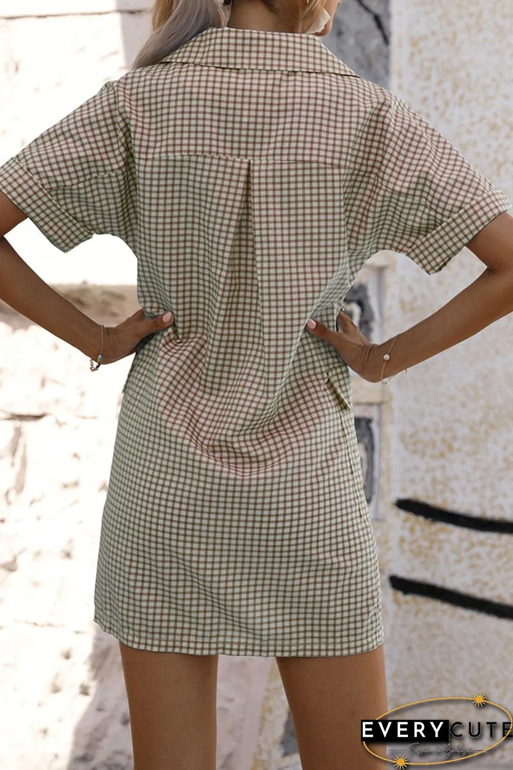 Fashion Street Plaid Split Joint Turndown Collar A Line Dresses