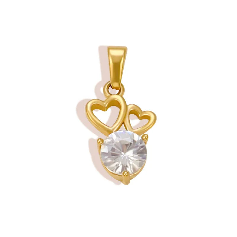 1 Piece 13.3*20.7mm 304 Stainless Steel Zircon 24K Gold Plated Star Heart Shape Butterfly Polished Pendant Jewelry Accessories