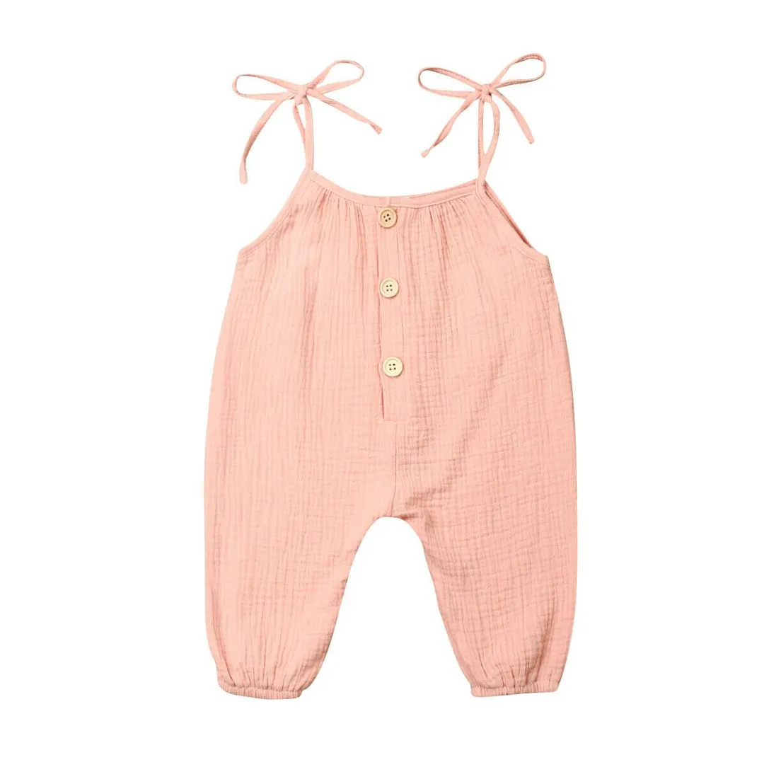 2019 Baby Summer Clothing Toddler Infant Baby Girl Wide Romper Jumpsuit Solid Outfit Sleeveless Sunsuit Cotton Spaghetti Clothes