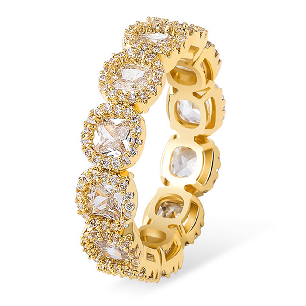 Hip Hop Zircon Rock Sugar Plum Blossom Gold/Silver/Rose Gold Rings