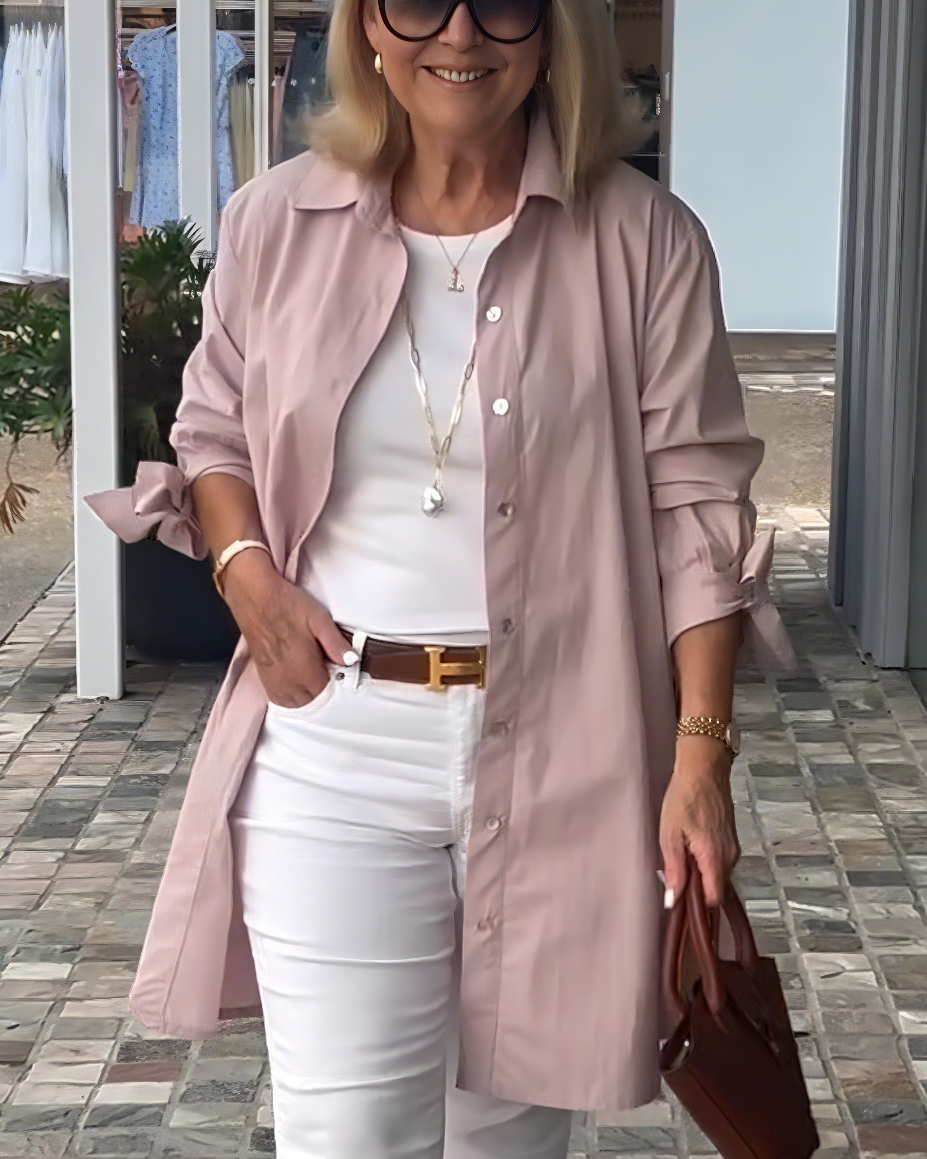 Open Front Button Down Lapel Long Sleeve Shirt