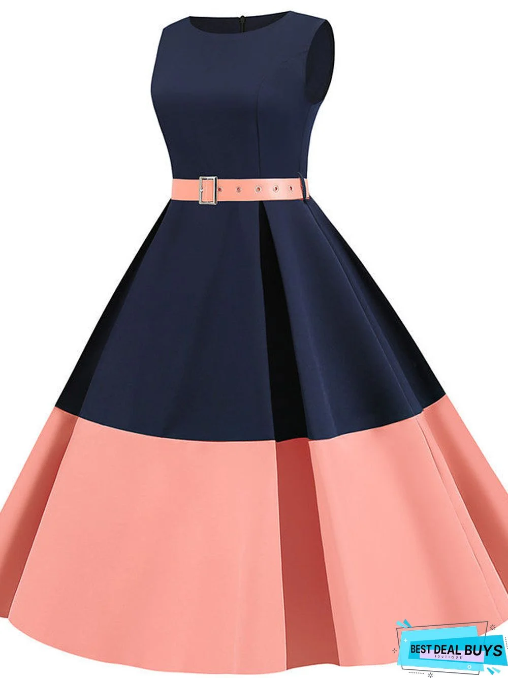 Women's A Line Dress Knee Length Dress Sleeveless Print Patchwork Summer Vintage Black Yellow Blushing Pink Green