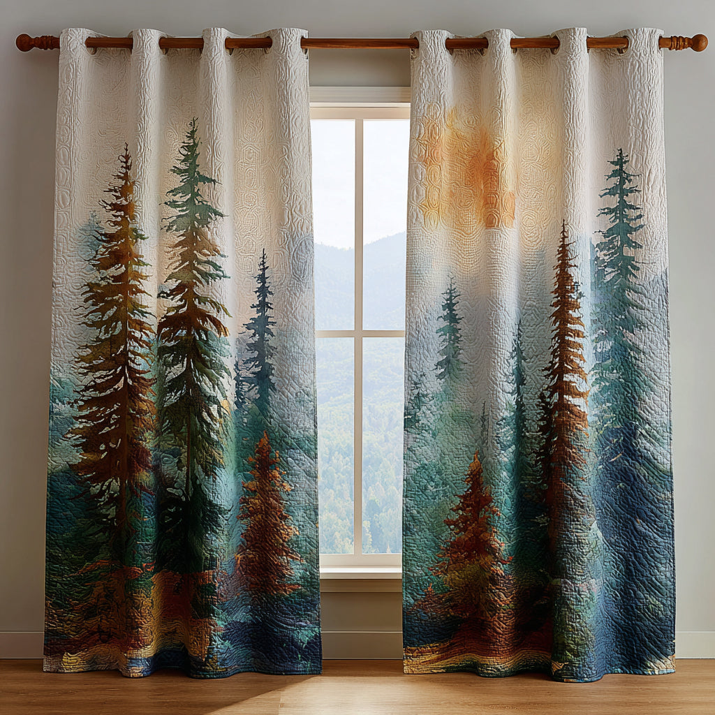 Misty Woods Printed Quilted  Curtains NCU0DV8551