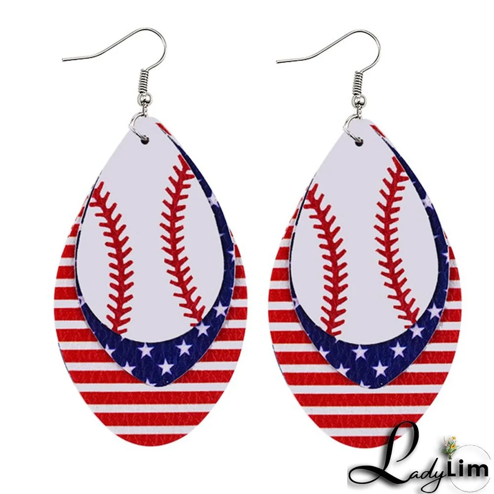 Red White Fashion Print Patchwork Earrings