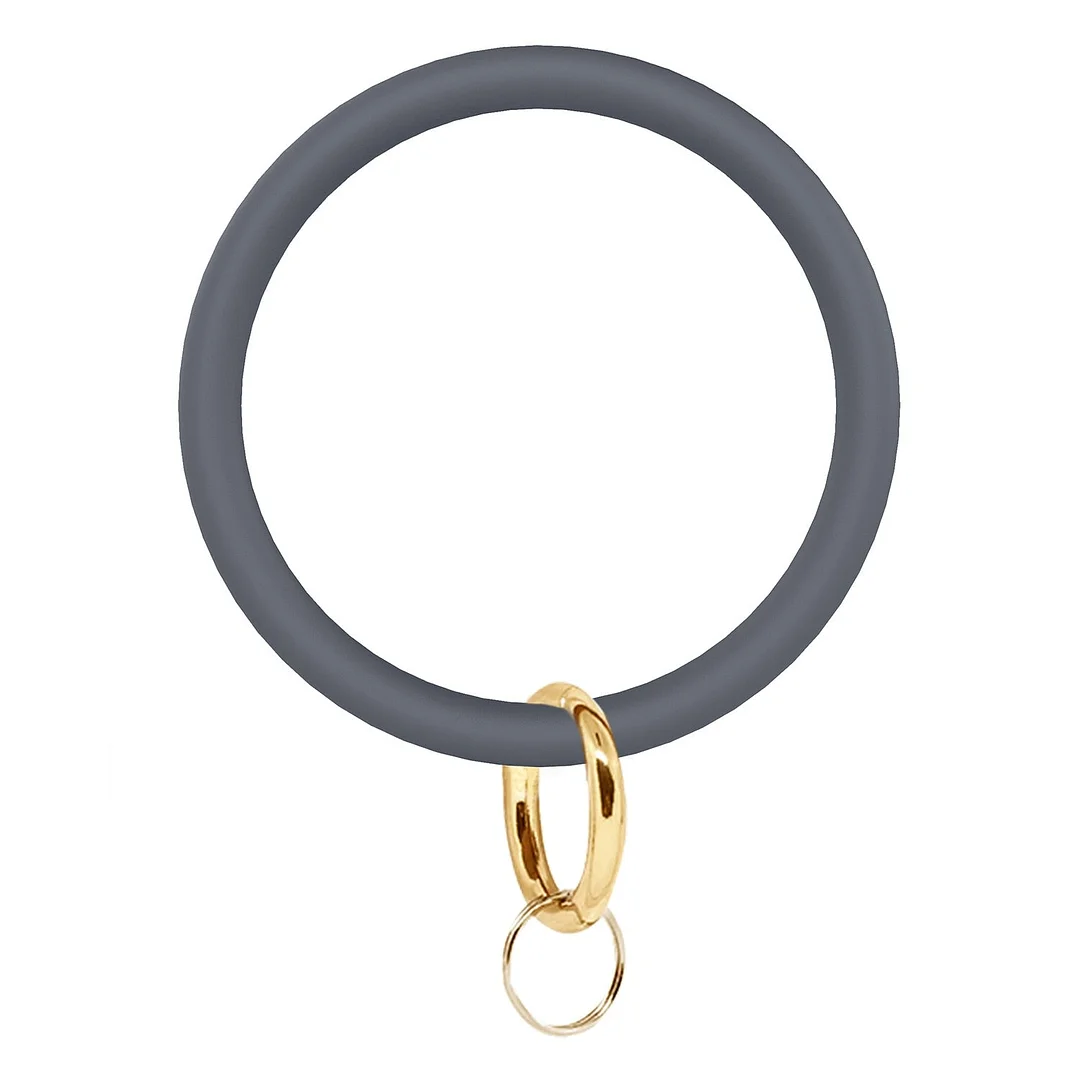 Dvacaman Hot Sale Big O Shaped Silicone Loop Wrist Key Ring Keychain with Gold O Clasp Round Key Wrist Strap Accessory Wholesale