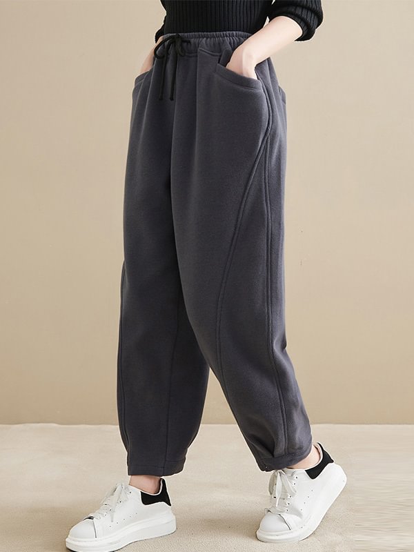 Thicken Solid Color Elasticity Harem Pants