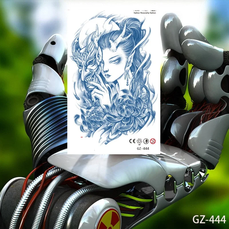 Temporary Waterproof Tattoos Stickers Sexy Mythical Dragon Girl Fox Mask Juice Ink Lasting Arm Back Body Buttocks Fake Tatoo DIY