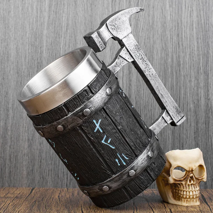 Coutureaura Nordic Viking Rune Hammer Mug