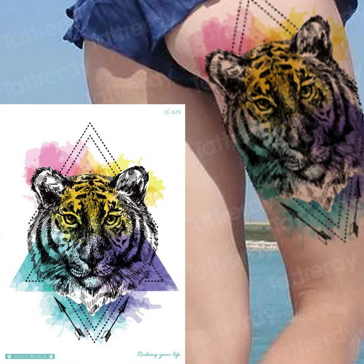 Tiger Skull Leopard dragon Waterproof Temporary Tattoo Sticker Wolf Animals Tattoos Body Art Arm Hand men Fake Tatoo Big Sexy