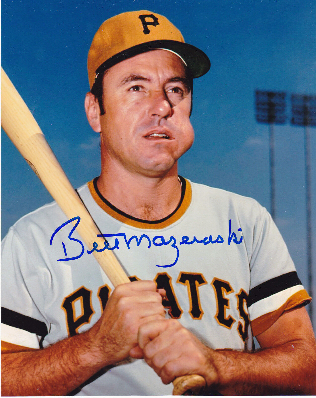 BILL MAZEROSKI PITTSBURGH PIRATES ACTION SIGNED 8x10