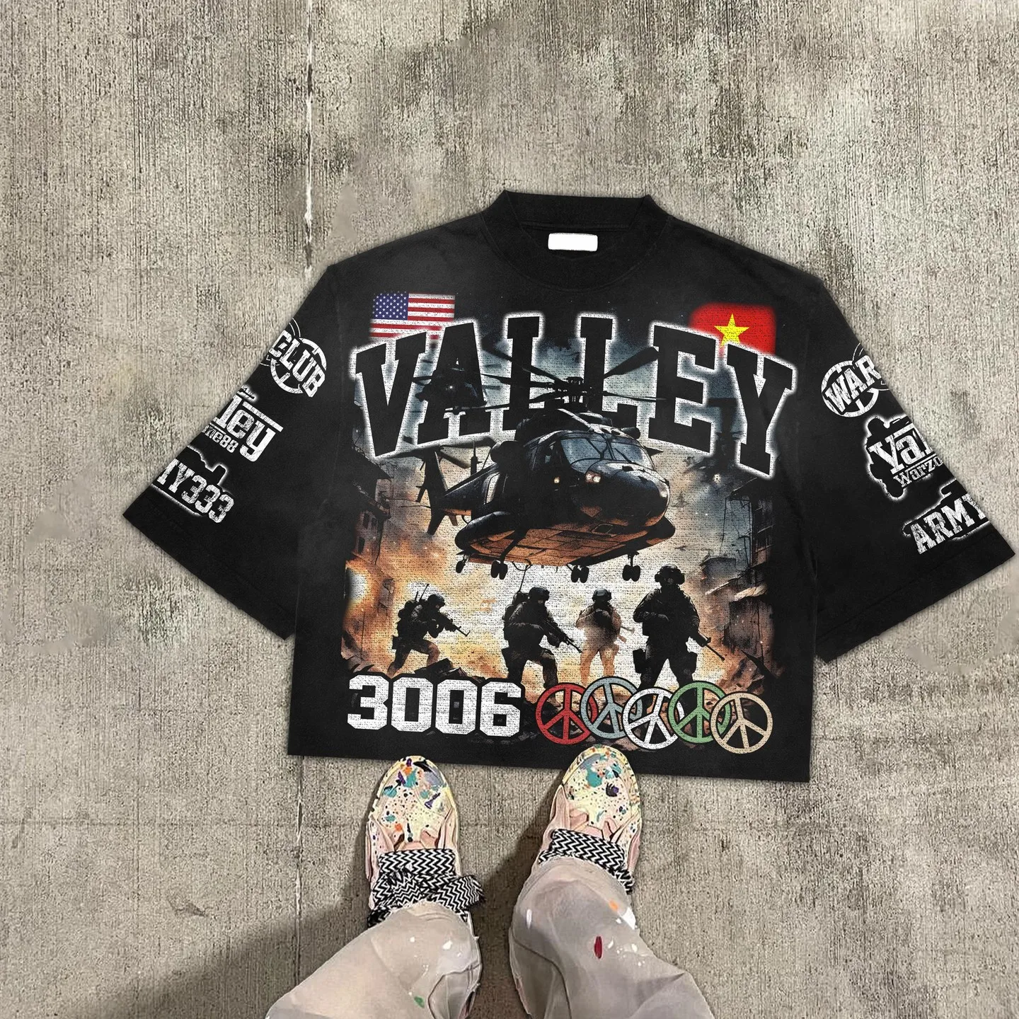 Vintage Warzone Graphic 100% Cotton T-Shirt Cropped Tees - SOPULA