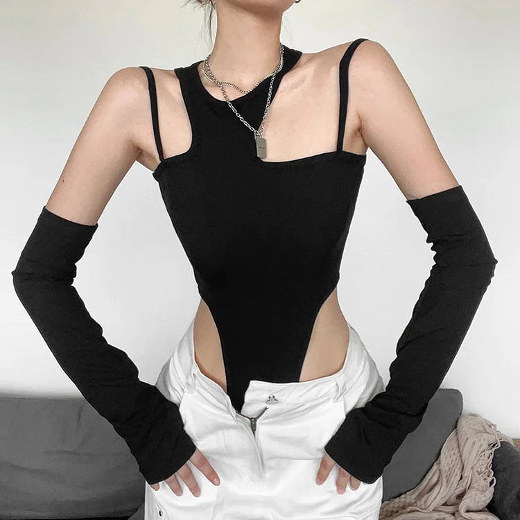 Street Style Crop Top Bodysuit weebmemes