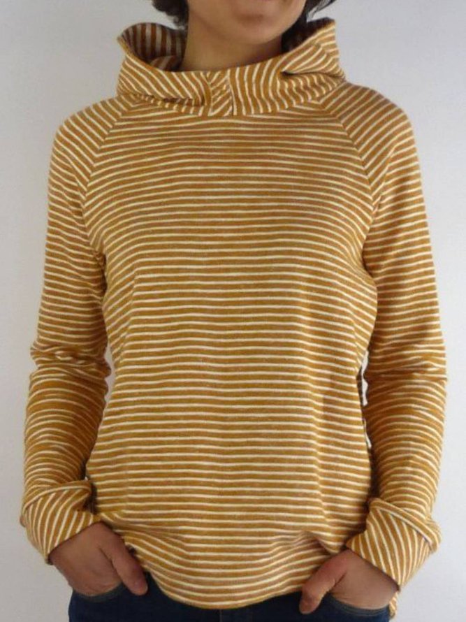 Yellow Long Sleeve Striped Plus Size Sweatshirt