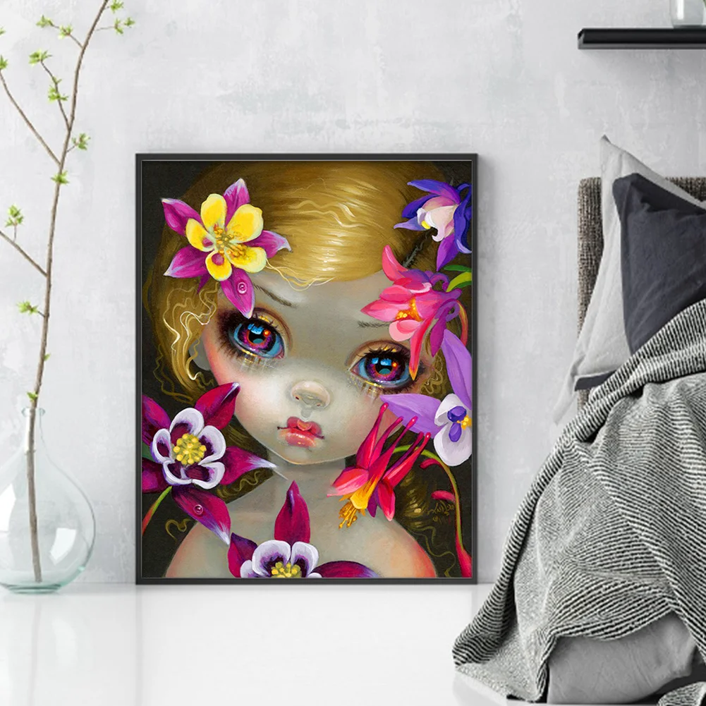 DIY Stamped Cross Stitch 11CT Full Embroidery 40*50cm - Big Eyes Girl