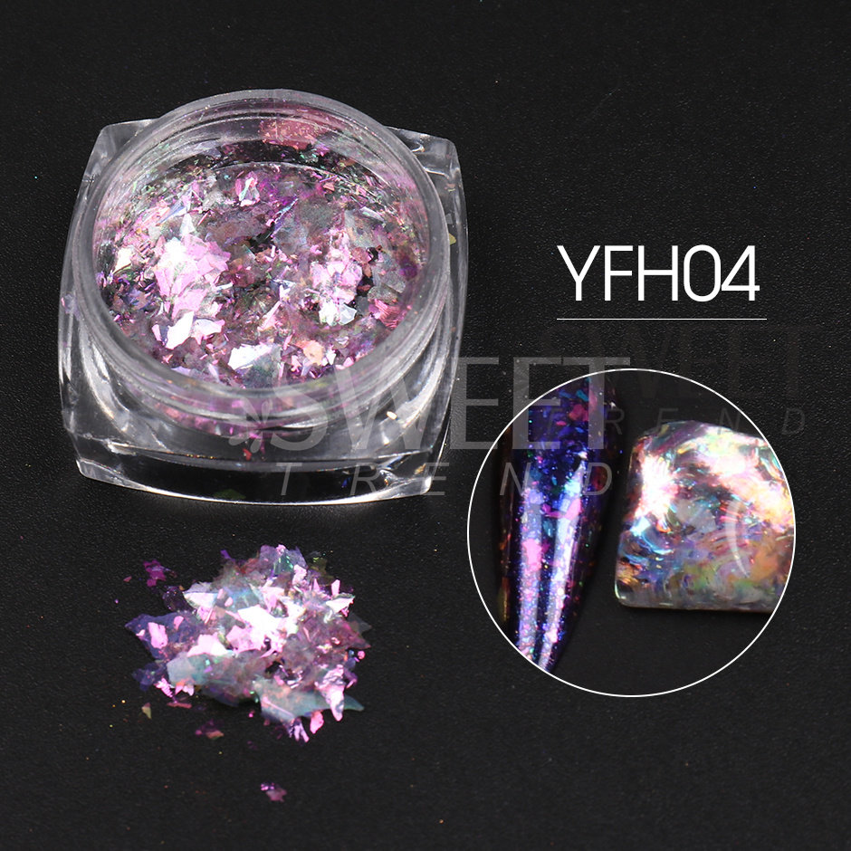 Needmkt 1 Box Aluminum Gold Silver Nail Foils Flakes Irregular Gold Leaf Sequins DIY Holographic Chrome Paper Accessory Supplies LY1858