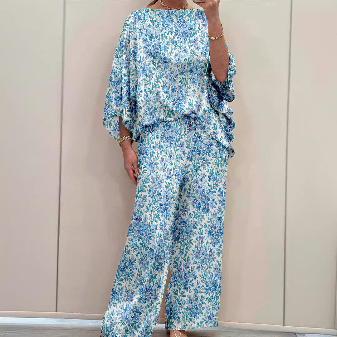 Women Long Sleeve V-neck Graphic Floral Printed Top
