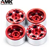 4Pcs 27.5 * 14.5mm Aluminum Alloy 7mm Hex Hub 1.0 Beadlock Wheels Rims Wheel Weights for 1/18 1/24 RC Crawler Axial SCX24 AX24 Wrangler JLU Deadbolt C10 B17 TRX4M Upgrades (Red)