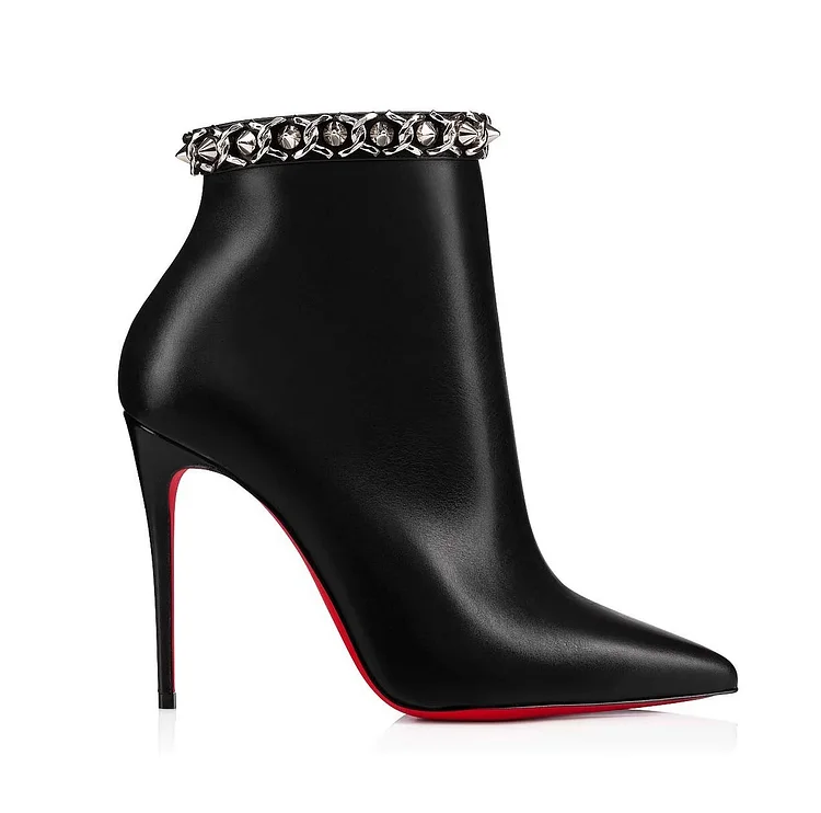 100mm/120mm Women's RhinestoneTrim Boots Red Bottom Ankle Boots VOCOSI VOCOSI