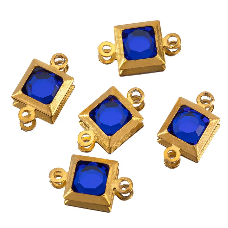 10 PCS/Package 6.5*11.5mm 304 Stainless Steel Zircon Square Pendant Jewelry Accessories