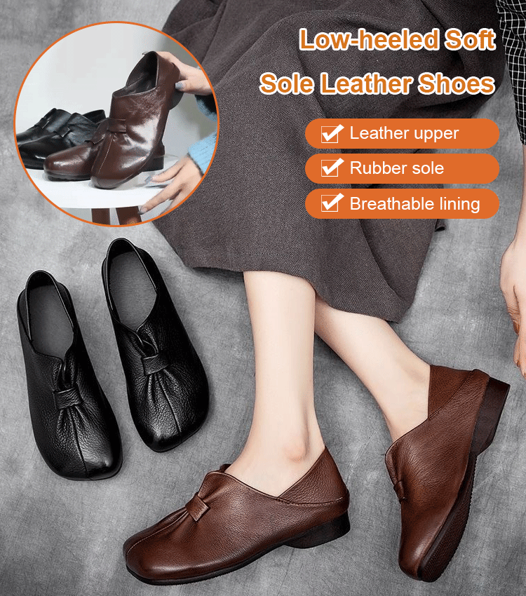 ( 50% OFF )Low-Heeled Soft Sole Leather Shoes