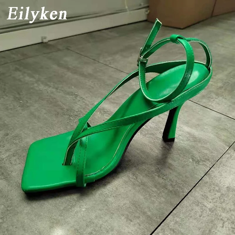 Eilyken Gladiator Sandals High Heels Shoes Fall Best Street Look Females Square Head Open Toe Clip-On Strappy Sandals  Women