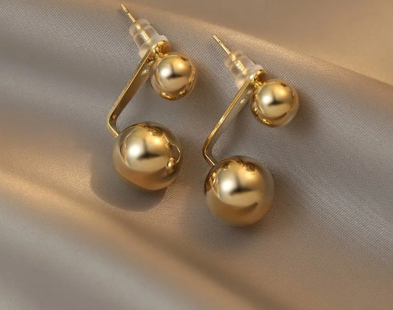 European and American Temperament Metal Ball Drop Earrings For Woman‘s Korean Fashion Jewelry Gothic Girl's Simple Earrings
