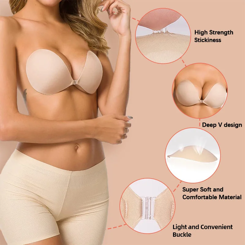 Adhesive Bra Backless Strapless Reusable Sticky Invisible Push Up Bra For Women-BUY 1 GET 1 Free