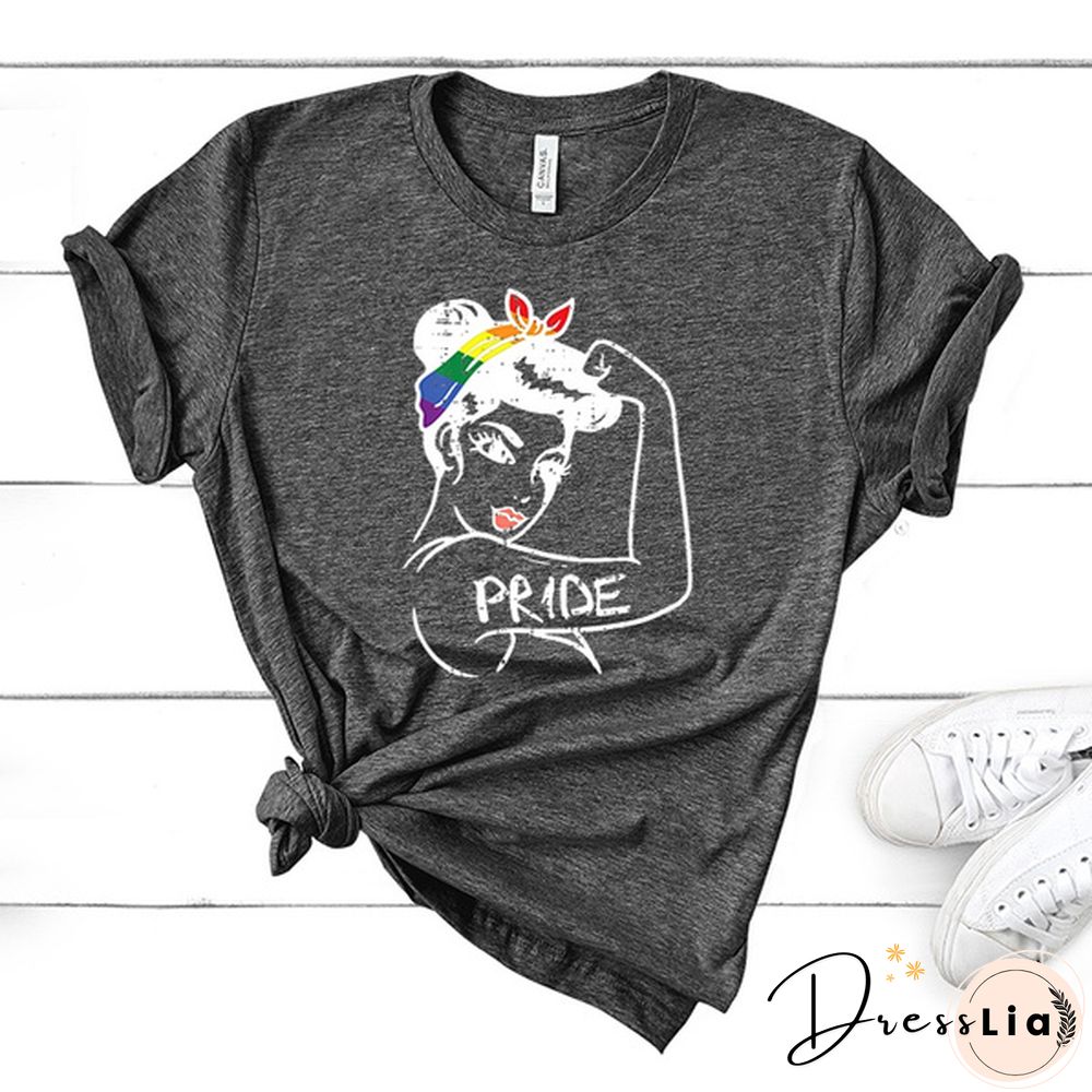 Women'S Fashion Summer Clothes Casual Tops Lgbt Printing Short Sleeved Tops Blouses Ladies T-Shirt Loose Plus Size Shirts