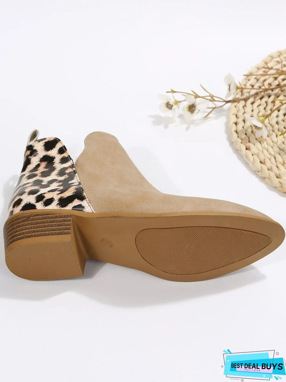 Leopard Khaki Casual Ankle Boots