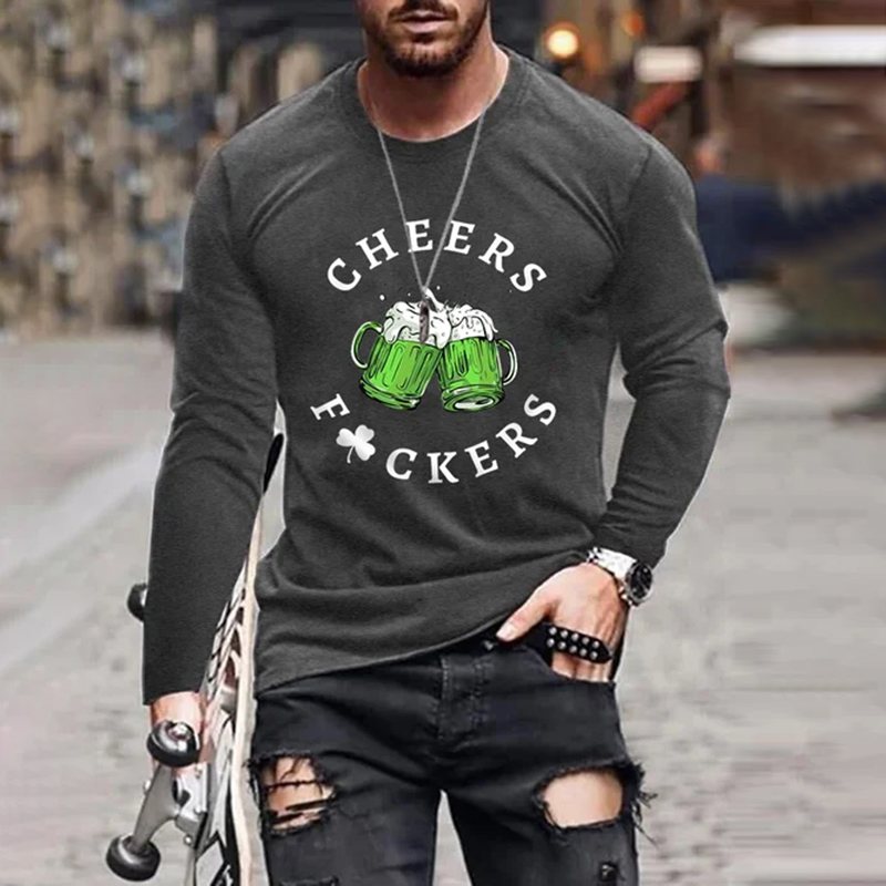 Men'S St. Patrick'S Day Funny Cheers Fuckers Long-Sleeve T-Shirt wearshes