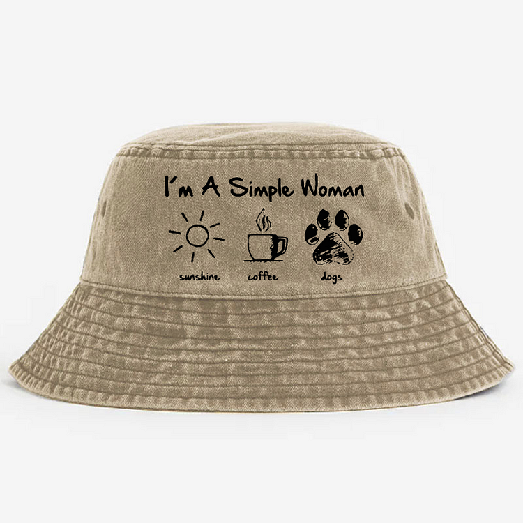 I'm A Simple Woman Sunshine Coffee Dogs Bucket Hat
