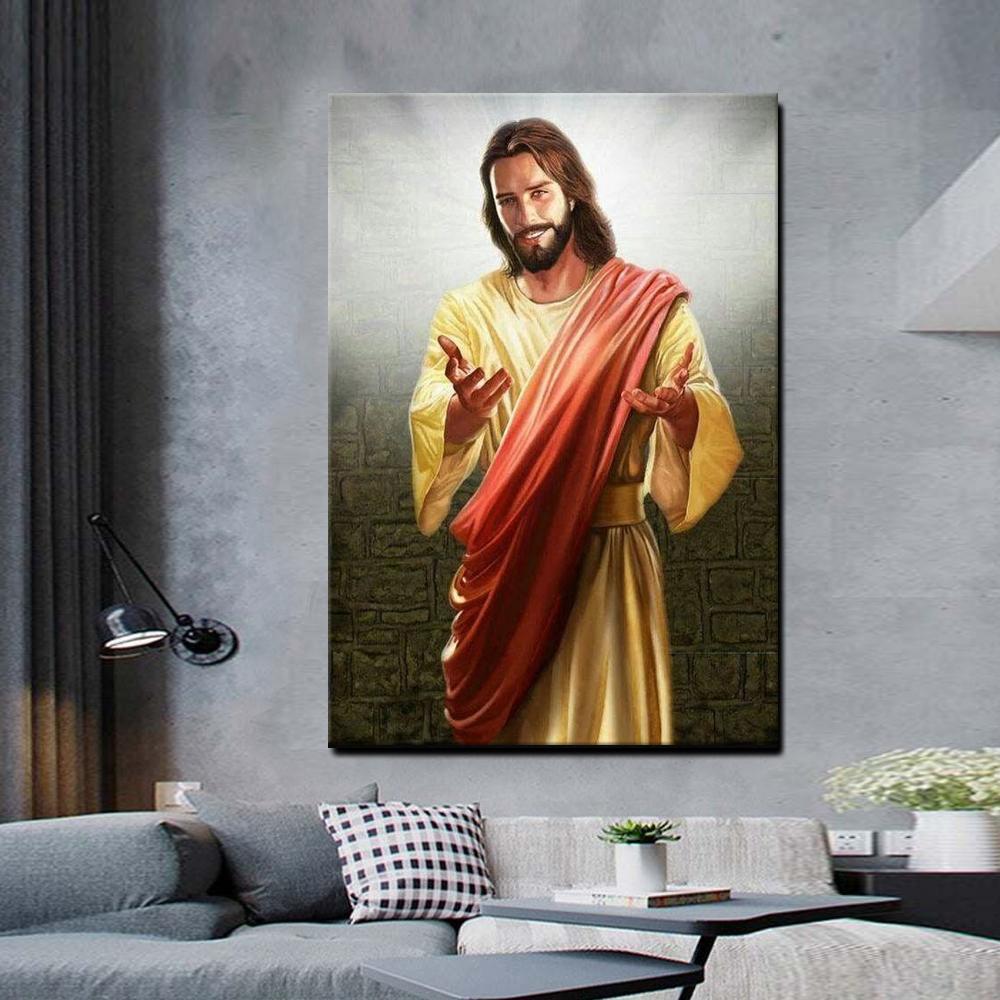Jesus Smiling With Hands Extended to You Canvas Wall Art 
