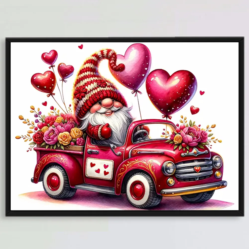 Full Round Diamond Painting 40*30cm - Valentine'S Day Float Gnome