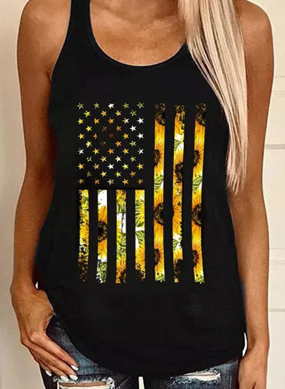 Buzzdaisy Women's Tops Flag Sunflower Tank Top