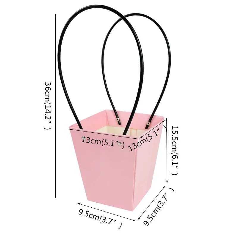 Portable Flower Box Waterproof Paper Handy Gift Bag Kraft Handbag Wedding Rose Party Gift Box Packaging For Candy Cake Birthday