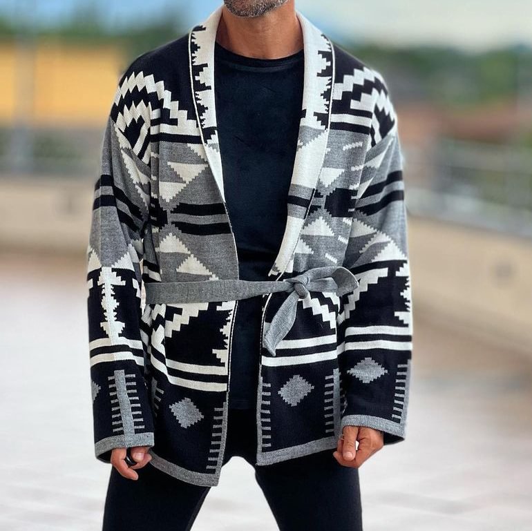 Vintage Geometric Knit Cardigan