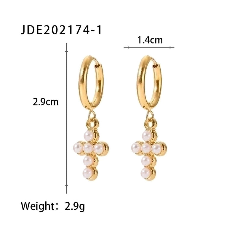 1 Pair Fashion Geometric Plating 304 Stainless Steel Titanium Steel Zircon Earrings
