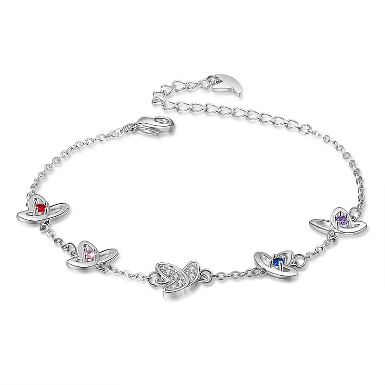 Pulsera de mariposa con 4 piedras de nacimiento