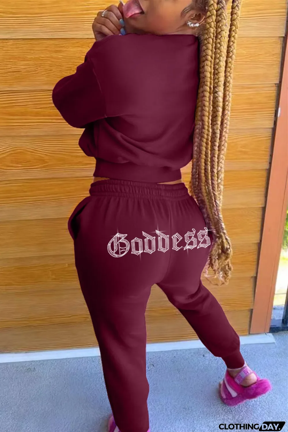 Black Fashion Casual Solid Hot Drill O Neck Long Sleeve Two Pieces