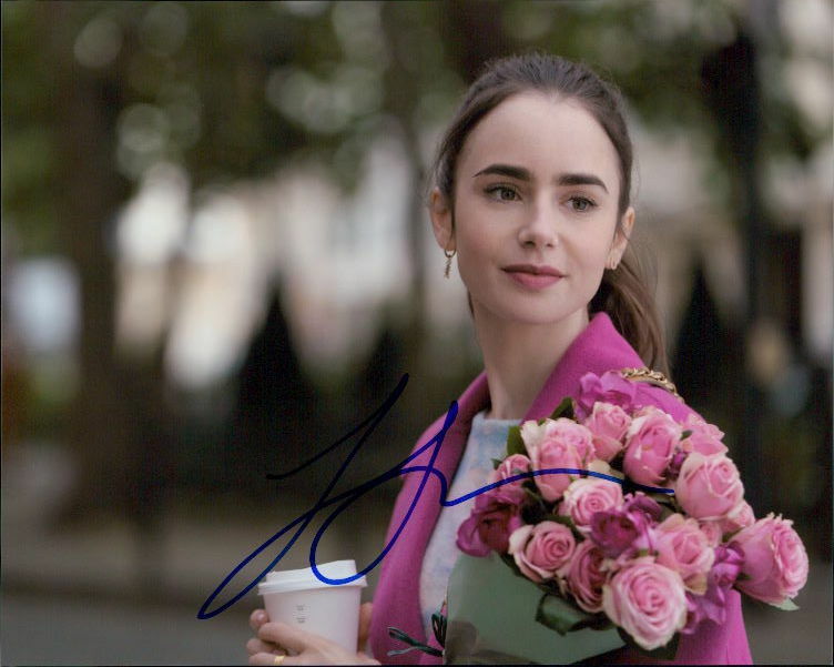 Lily Collins (Emily In Paris) signed 8x10 Photo Poster painting COA