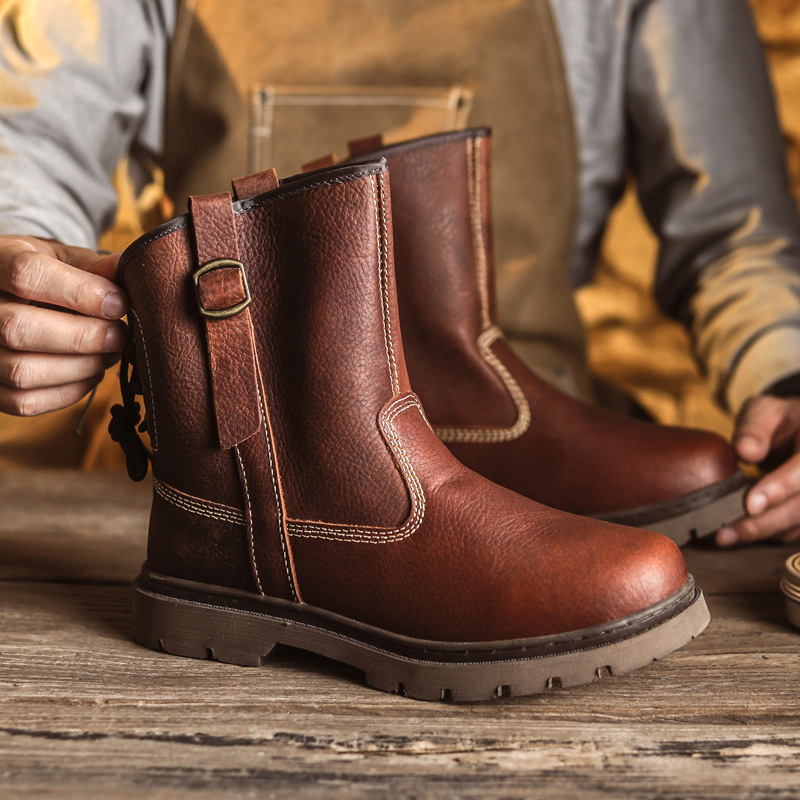 Men's Top-Grain Cowhide High-Top Black Work Boots