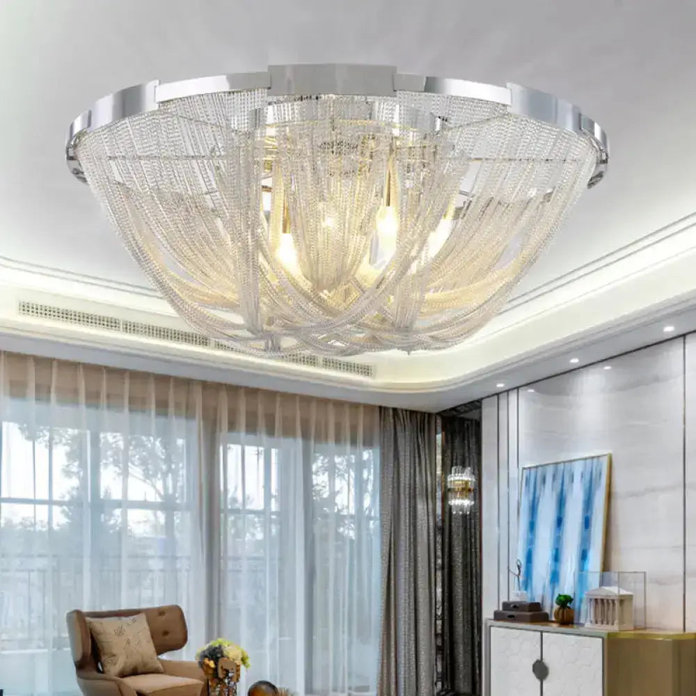 Nordic Flush Mount Silver Aluminum Ceiling Light For Living Room / 23.5&rsquo;