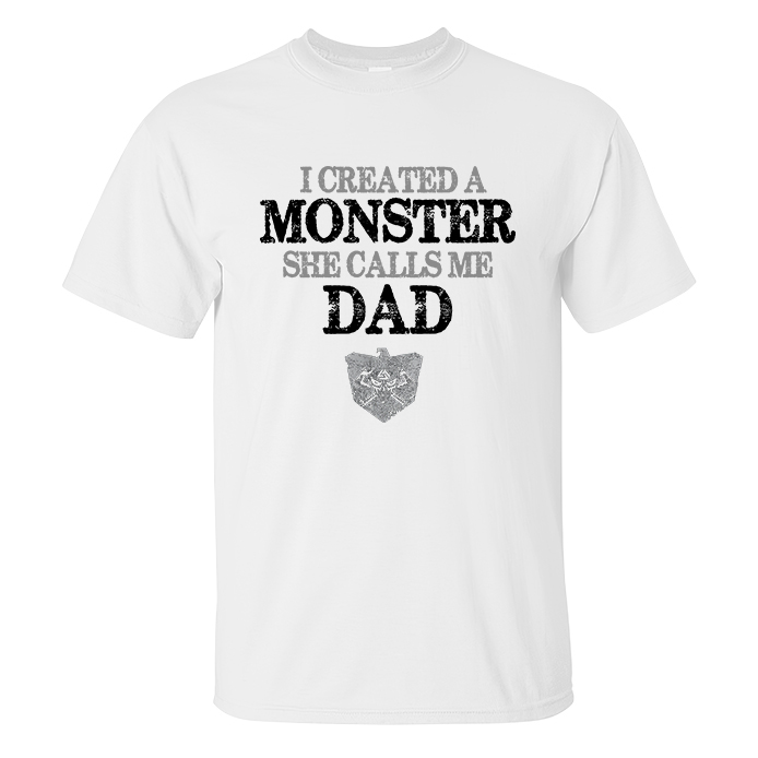 Livereid I Created A Monster She Calls Me Dad Printed Men's T-shirt - Livereid