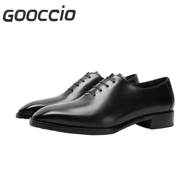 NJ199 Museum Calf Skin Square-Toe Oxford Shoes For Men  GOOCCIO   